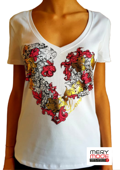 Immagine di T-shirt donna scollo a V  Gaudi art. 011BD64006