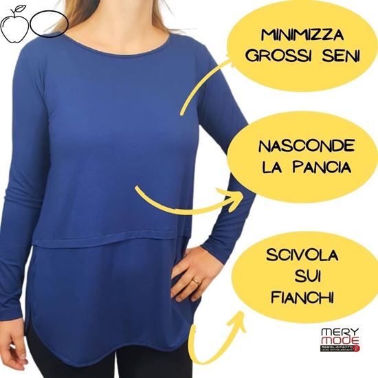 Immagine di T-shirt donna manica lunga con piegone retro art.E024