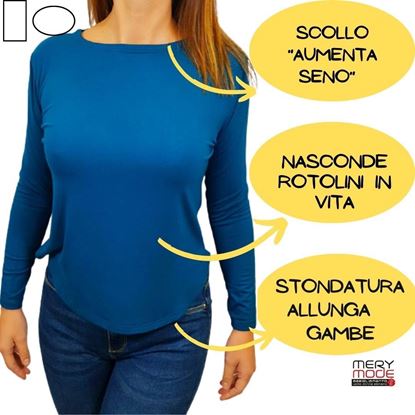 Immagine di T-shirt donna manica lunga stondata art. E201