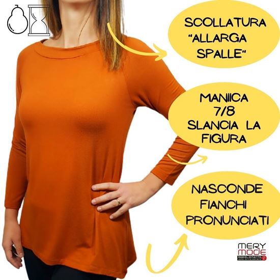 Immagine di T-shirt donna manica 7/8 scollo barca raglan art. 1860