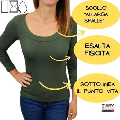 Immagine di T-shirt donna manica lunga scollo madonna E249