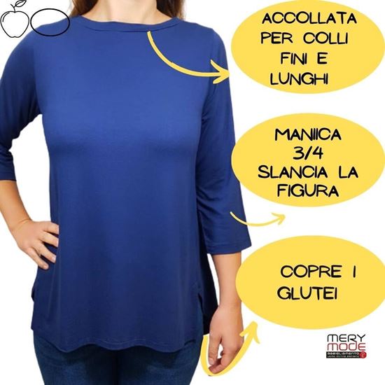 Immagine di T-shirt donna manica 3/4 con spacchi art.E018