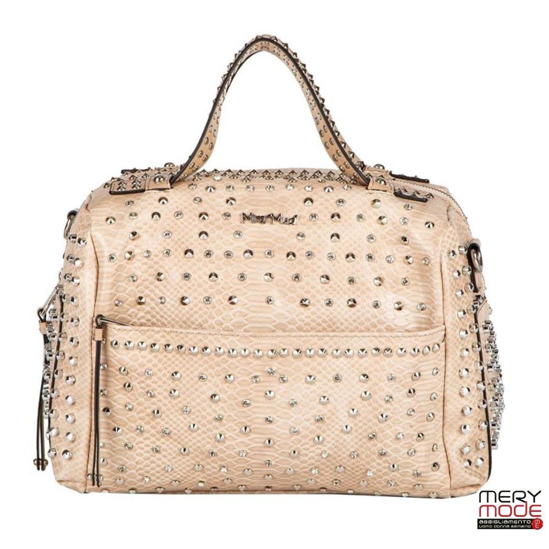 Borsa a mano con borchie e strass, bellissima. Dotata anche di tracolla. in  ecopelle Mimì Muà Firenze ultima collezione. Mery Mode Abbigliamento