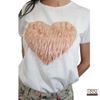 Immagine di T-shirt donna cotone cuore sfrangiato art.718