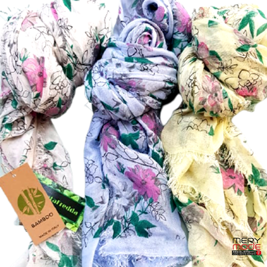 Immagine di Foulard fantasia in bamboo art. 808  fiori