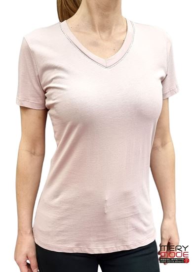 Immagine di T-shirt donna V con strass art. dgp1817