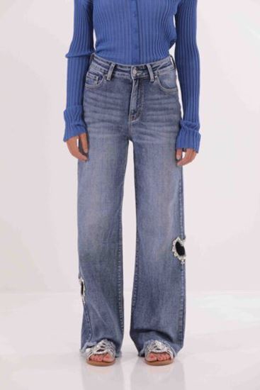 Immagine di mimi mua  art. ZDAI-2655 - JEANS MARINE CON CUORE STRASS